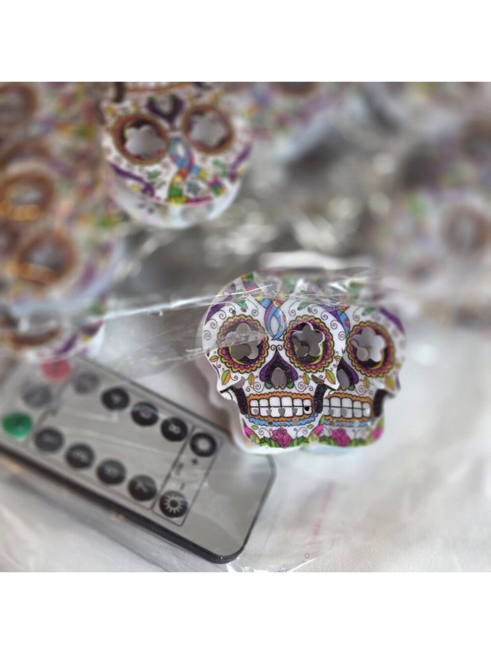 Sugar Skull Calavera LED Hanging Lights Day of the Dead Halloween Battery Operat - Picture 1 of 4